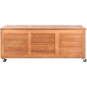 Safavieh PAT7038A Outdoor Collection Elina Teak 47.2″ Cushion Deck Box(Natural)