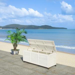 Safavieh PAT7038A Outdoor Collection Elina Teak 47.2″ Cushion Deck Box(White)