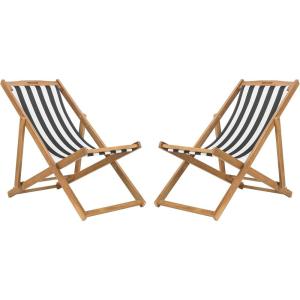 Safavieh PAT7040A SET2 Outdoor Collection Loren Teak(Natural / Black Stripe)