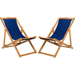 Safavieh PAT7040A SET2 Outdoor Collection Loren Teak(Natural / Navy)