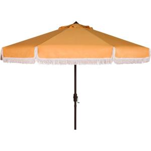 Safavieh PAT8008A Collection Milan Fringe Navy and White 9Ft Crank Outdoor Push Button Tilt Umbrella(Yellow/White)
