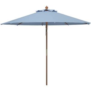 Safavieh PAT8009A Collection Cannes Beige 9Ft Wooden Outdoor Umbrella, 9-Foot(Baby Blue)