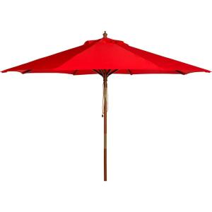 Safavieh PAT8009A Collection Cannes Beige 9Ft Wooden Outdoor Umbrella, 9-Foot(Red)
