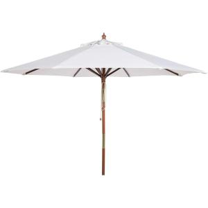 Safavieh PAT8009A Collection Cannes Beige 9Ft Wooden Outdoor Umbrella, 9-Foot(White)