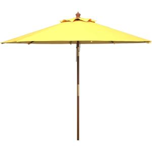 Safavieh PAT8009A Collection Cannes Beige 9Ft Wooden Outdoor Umbrella, 9-Foot(Yellow)