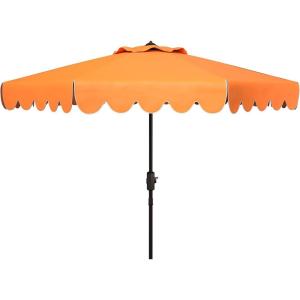Safavieh PAT8010A Collection Venice Navy and White Single Scallop 9Ft Crank Outdoor Push Button Tilt Umbrella(Orange)