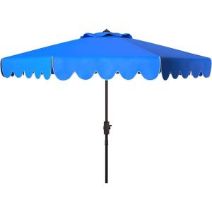Safavieh PAT8010A Collection Venice Navy and White Single Scallop 9Ft Crank Outdoor Push Button Tilt Umbrella(Pacific)