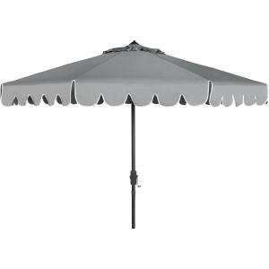 Safavieh PAT8010A Collection Venice Navy and White Single Scallop 9Ft Crank Outdoor Push Button Tilt Umbrella(Taupe/White)
