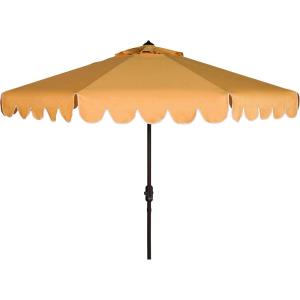 Safavieh PAT8010A Collection Venice Navy and White Single Scallop 9Ft Crank Outdoor Push Button Tilt Umbrella(Yellow/White)
