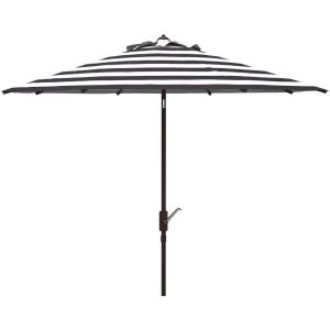 Safavieh PAT8104A Outdoor Iris Fashion Line 11-Foot Round UV Protected Umbrella(Black/White)