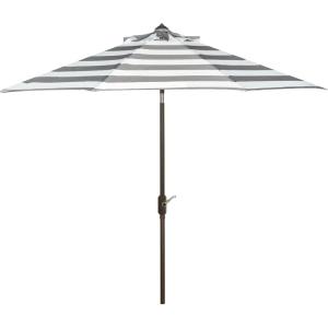 Safavieh PAT8104A Outdoor Iris Fashion Line 11-Foot Round UV Protected Umbrella(Grey/White)