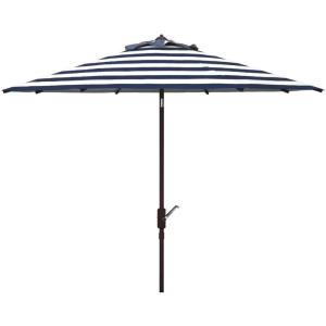 Safavieh PAT8104A Outdoor Iris Fashion Line 11-Foot Round UV Protected Umbrella(Navy/White)