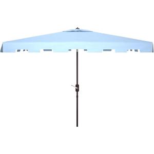 Safavieh PAT8300A Outdoor Zimmerman Navy and White 6’6″ x 10′ Rectangle Market UV Protected Umbrella(Baby Blue/White)