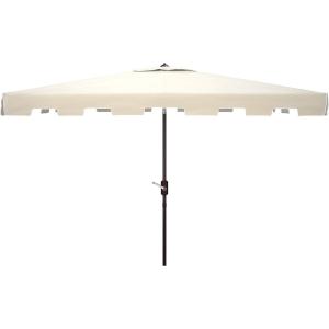 Safavieh PAT8300A Outdoor Zimmerman Navy and White 6’6″ x 10′ Rectangle Market UV Protected Umbrella(Beige/White)