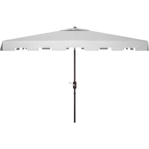 Safavieh PAT8300A Outdoor Zimmerman Navy and White 6’6″ x 10′ Rectangle Market UV Protected Umbrella(Grey/White)