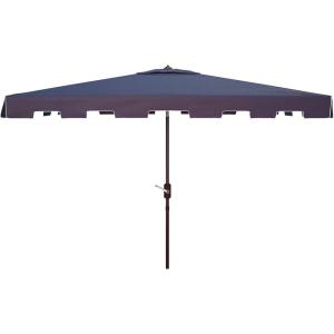 Safavieh PAT8300A Outdoor Zimmerman Navy and White 6’6″ x 10′ Rectangle Market UV Protected Umbrella(Navy/White)