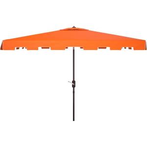 Safavieh PAT8300A Outdoor Zimmerman Navy and White 6’6″ x 10′ Rectangle Market UV Protected Umbrella(Orange/White)