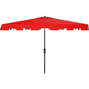 Safavieh PAT8300A Outdoor Zimmerman Navy and White 6’6″ x 10′ Rectangle Market UV Protected Umbrella(Red/White)