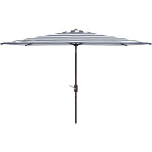 Safavieh PAT8304D Outdoor Iris Fashion Line Grey and White 6’6″ x 10′ Rectangle UV Protected Umbrella(Navy/White)