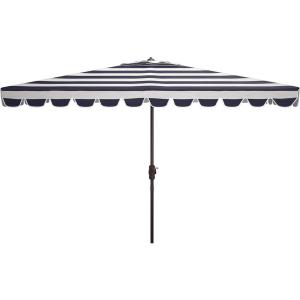 Safavieh PAT8311C Outdoor Vienna Navy and White 6’6″ x 10′ Rectangle Crank UV Protected Umbrella(Black/White)