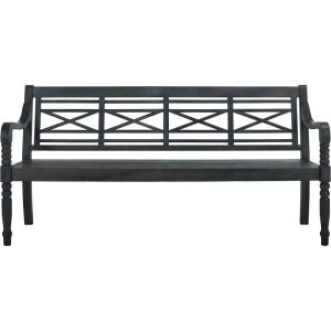 Safavieh Patio Collection Martin Adirondack Acacia Wood Bench, Ash Grey(Dark Slate Gray)