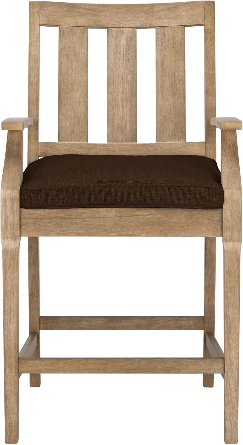 image:imageCouture Patio Collection San Salvador Natural and White 245inch Patio Counter Stools Set of 2NaturalDark Brown