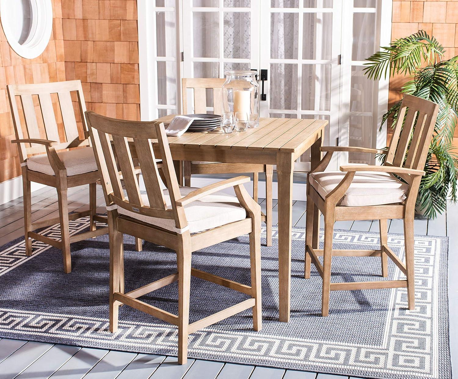 image:imageCouture Patio Collection San Salvador Natural and White 245inch Patio Counter Stools Set of 2NaturalWhite
