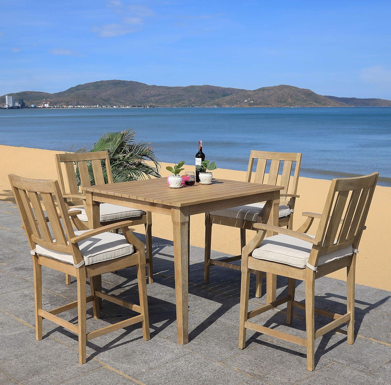 image:imageCouture Patio Collection San Salvador Natural and White 245inch Patio Counter Stools Set of 2NaturalWhite