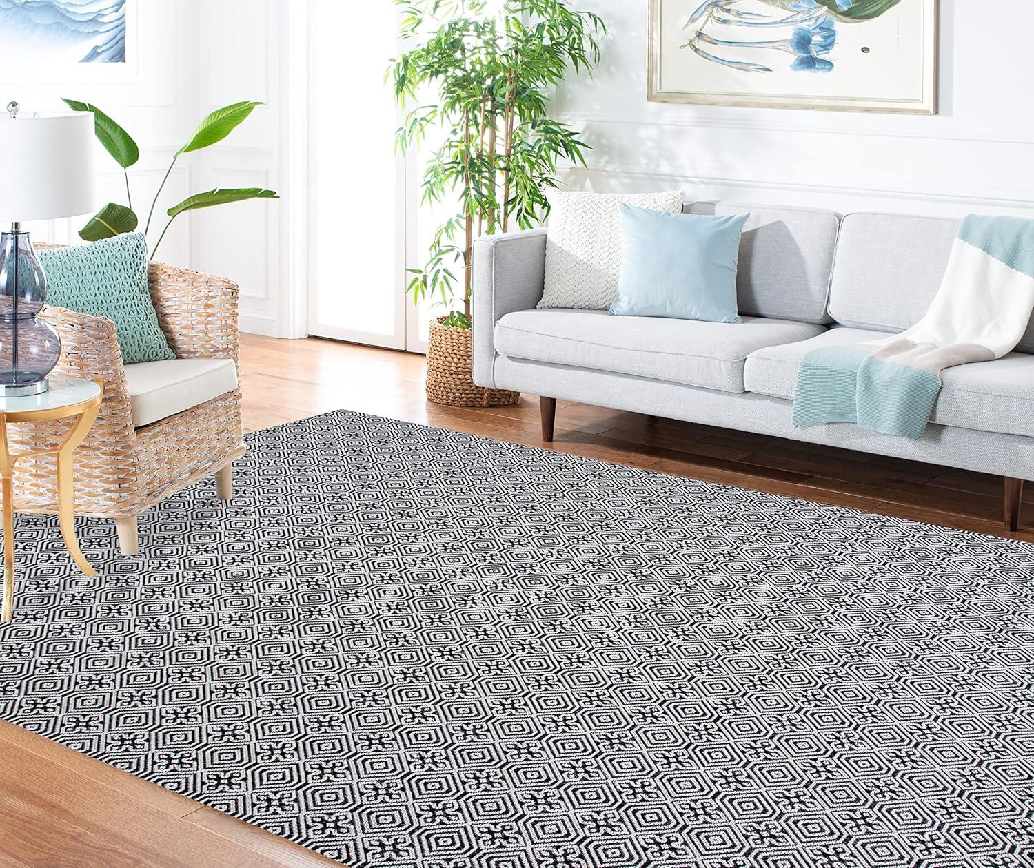 image:imageMartha Stewart x SAFAVIEH Area Rug Collection 4 x 6 Charcoal amp Grey Flat Weave Cotton Ideal for Living Room Foyer Bedroom Accent Space MSR402HCharcoalGrey