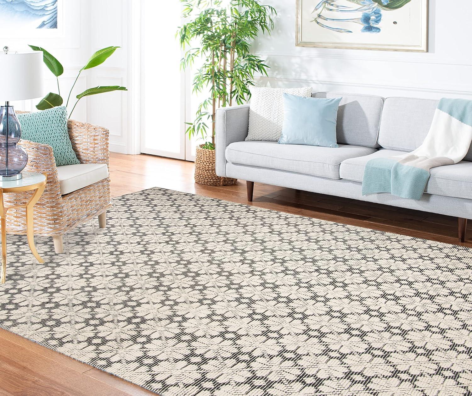 image:imageMartha Stewart x SAFAVIEH Area Rug Collection 4 x 6 Ivory Handmade Wool Ideal for Living Room Foyer Bedroom Accent Space MSR3503AIvoryBlack