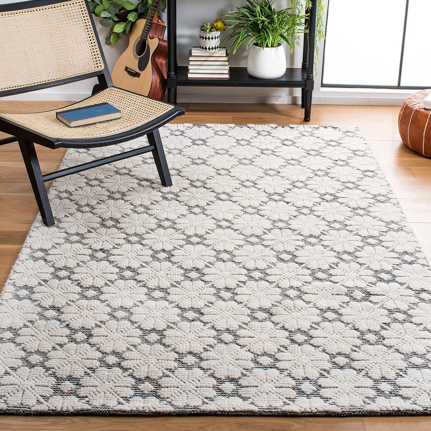 image:imageMartha Stewart x SAFAVIEH Area Rug Collection 4 x 6 Ivory Handmade Wool Ideal for Living Room Foyer Bedroom Accent Space MSR3503AIvoryBlack
