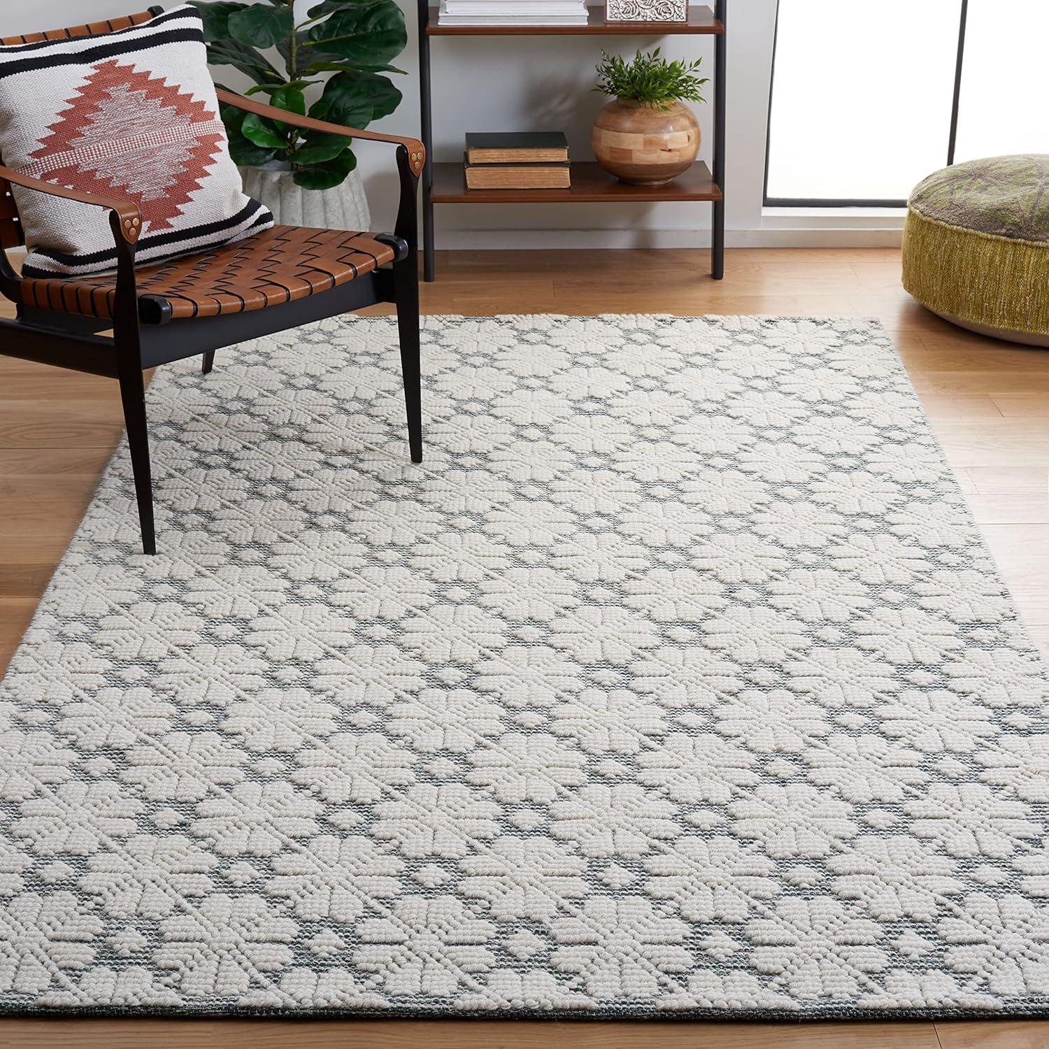 image:imageMartha Stewart x SAFAVIEH Area Rug Collection 4 x 6 Ivory Handmade Wool Ideal for Living Room Foyer Bedroom Accent Space MSR3503AIvoryGreen