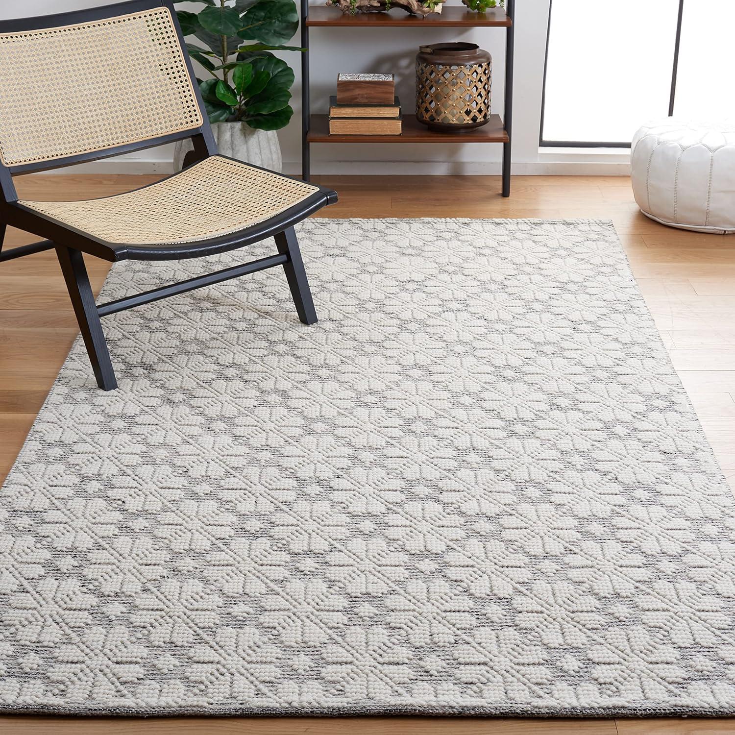 image:imageMartha Stewart x SAFAVIEH Area Rug Collection 4 x 6 Ivory Handmade Wool Ideal for Living Room Foyer Bedroom Accent Space MSR3503AIvoryGrey