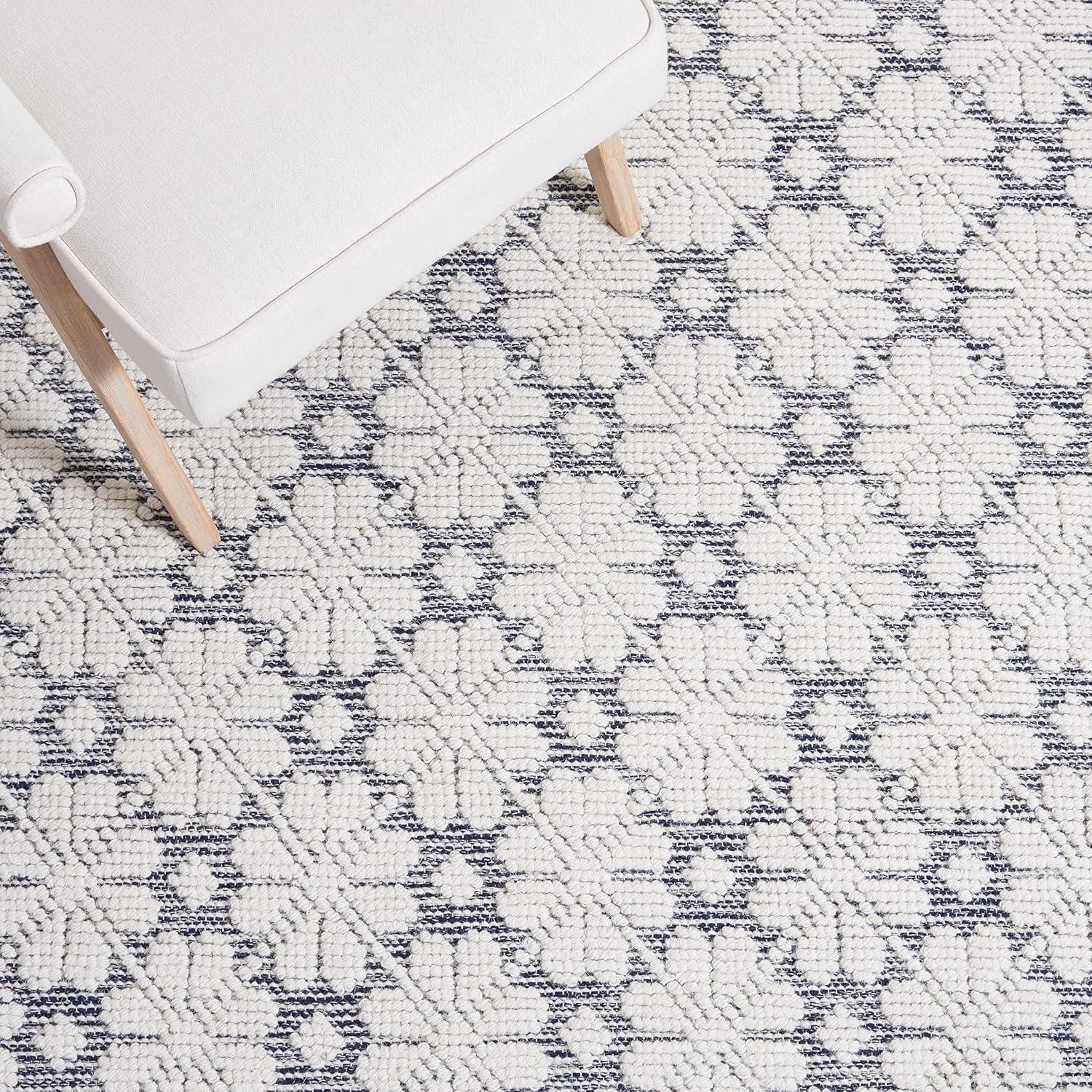 image:imageMartha Stewart x SAFAVIEH Area Rug Collection 4 x 6 Ivory Handmade Wool Ideal for Living Room Foyer Bedroom Accent Space MSR3503AIvoryNavy