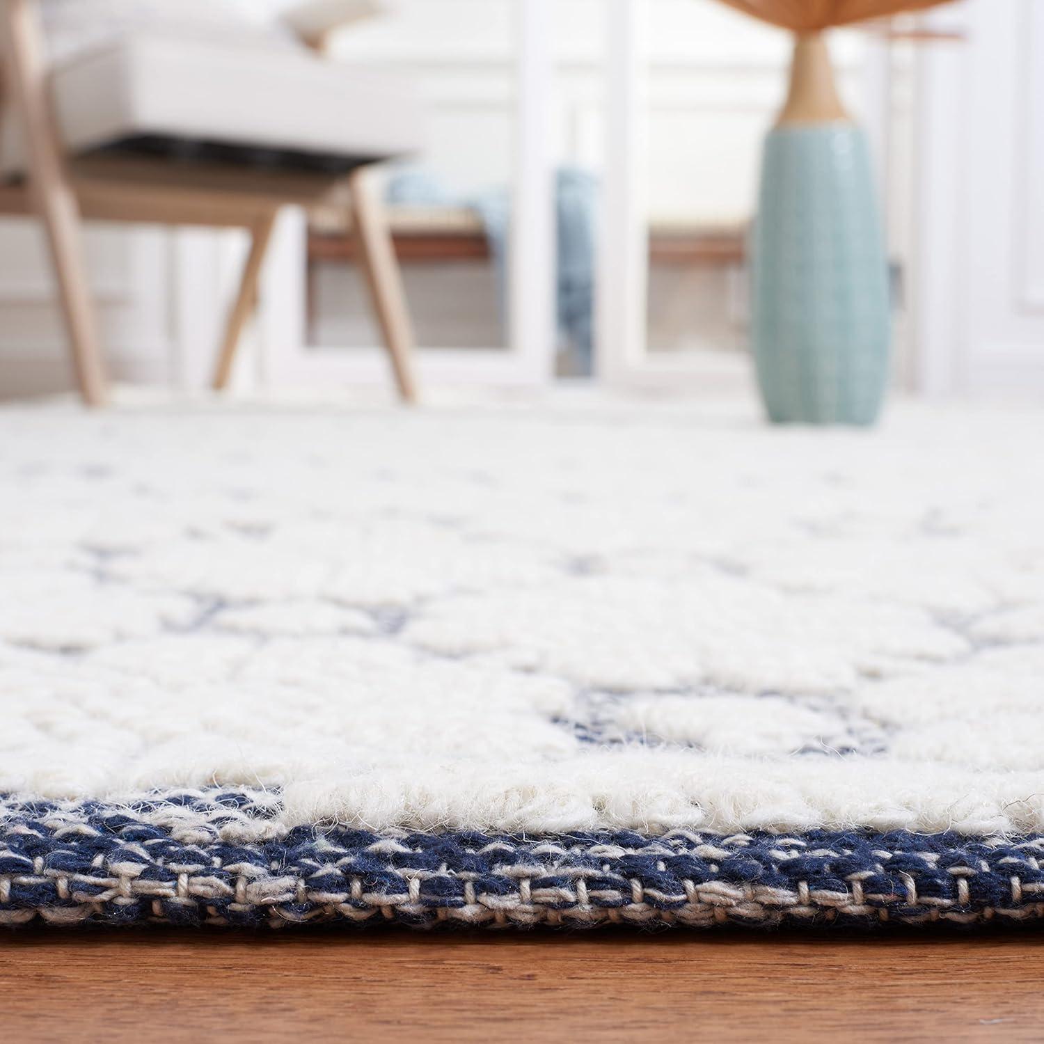 image:imageMartha Stewart x SAFAVIEH Area Rug Collection 4 x 6 Ivory Handmade Wool Ideal for Living Room Foyer Bedroom Accent Space MSR3503AIvoryNavy