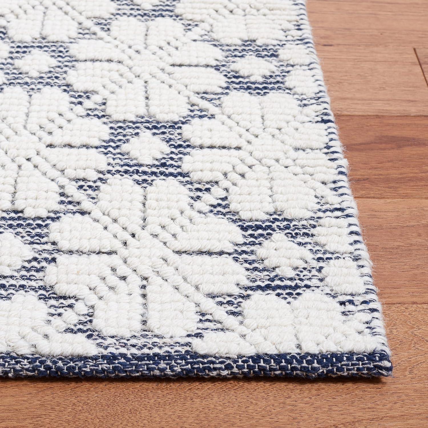 image:imageMartha Stewart x SAFAVIEH Area Rug Collection 4 x 6 Ivory Handmade Wool Ideal for Living Room Foyer Bedroom Accent Space MSR3503AIvoryNavy