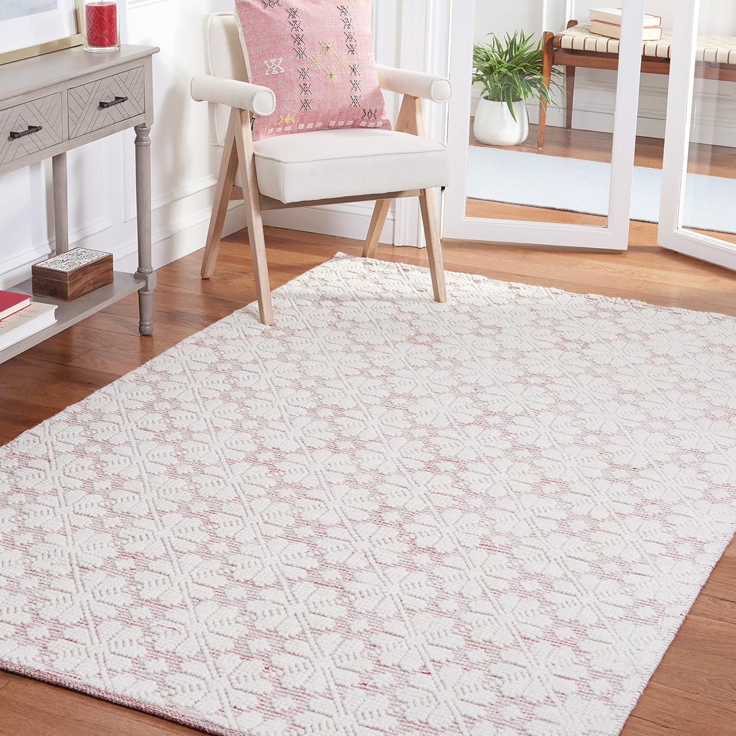 image:imageMartha Stewart x SAFAVIEH Area Rug Collection 4 x 6 Ivory Handmade Wool Ideal for Living Room Foyer Bedroom Accent Space MSR3503AIvoryRed