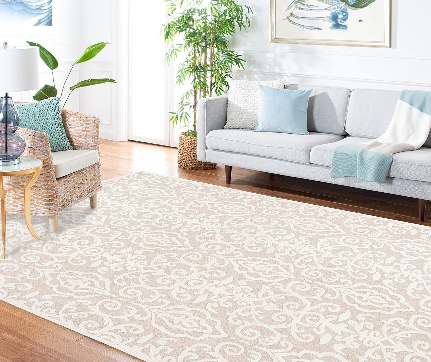 image:imageMartha Stewart x SAFAVIEH Area Rug Collection 4 x 6 Whetstone Grey Handmade Wool Marais Scroll Design Ideal for Living Room Foyer Bedroom Accent Space MSR4324AFledgling