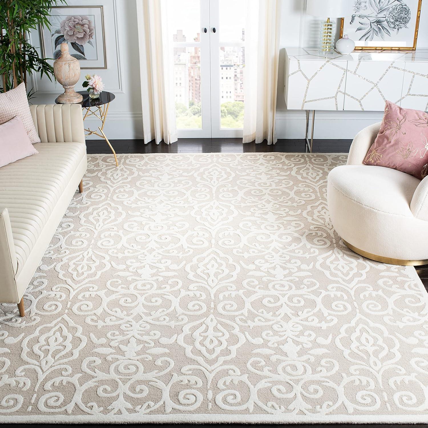 image:imageMartha Stewart x SAFAVIEH Area Rug Collection 4 x 6 Whetstone Grey Handmade Wool Marais Scroll Design Ideal for Living Room Foyer Bedroom Accent Space MSR4324AFledgling