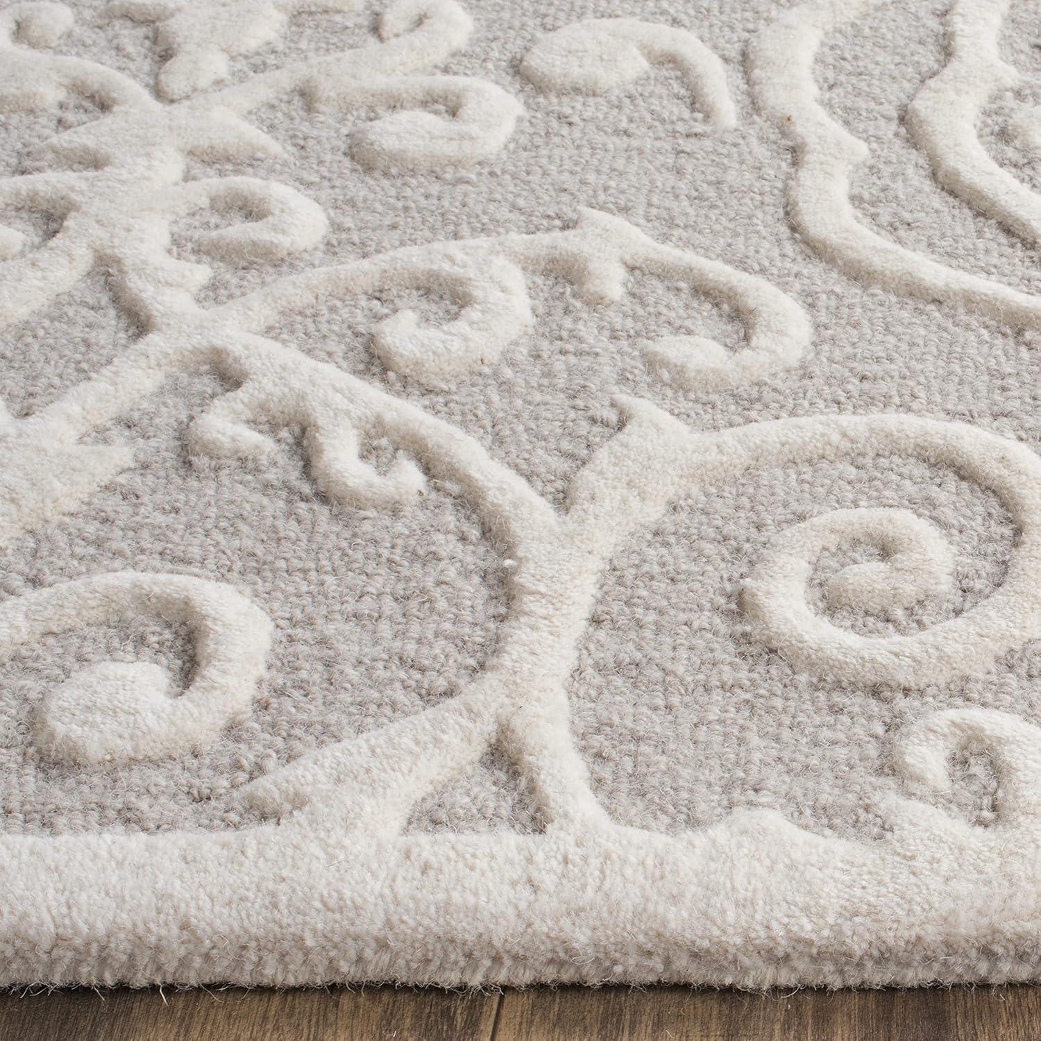 image:imageMartha Stewart x SAFAVIEH Area Rug Collection 4 x 6 Whetstone Grey Handmade Wool Marais Scroll Design Ideal for Living Room Foyer Bedroom Accent Space MSR4324AWhetstone Grey