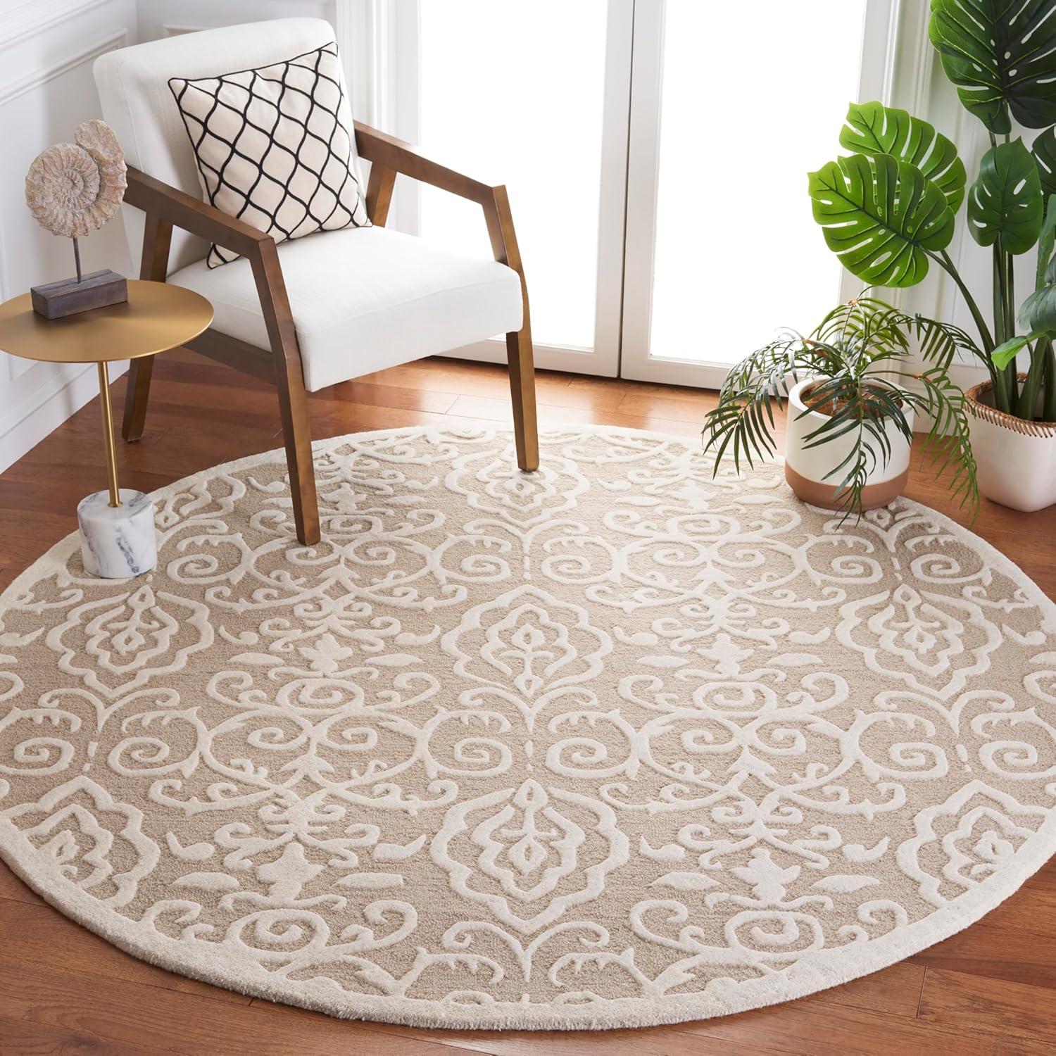 image:imageMartha Stewart x SAFAVIEH Area Rug Collection 4 x 6 Whetstone Grey Handmade Wool Marais Scroll Design Ideal for Living Room Foyer Bedroom Accent Space MSR4324AFledgling