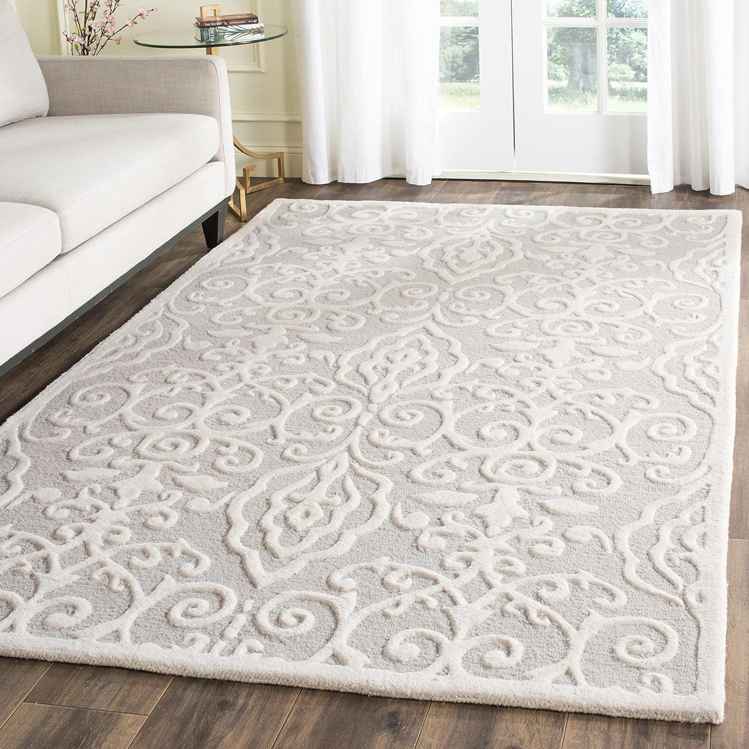 image:imageMartha Stewart x SAFAVIEH Area Rug Collection 4 x 6 Whetstone Grey Handmade Wool Marais Scroll Design Ideal for Living Room Foyer Bedroom Accent Space MSR4324AWhetstone Grey
