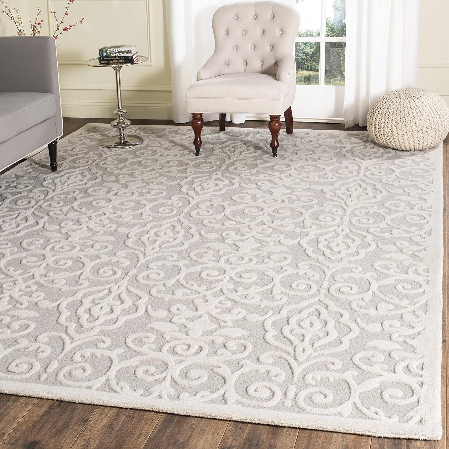 image:imageMartha Stewart x SAFAVIEH Area Rug Collection 4 x 6 Whetstone Grey Handmade Wool Marais Scroll Design Ideal for Living Room Foyer Bedroom Accent Space MSR4324AWhetstone Grey