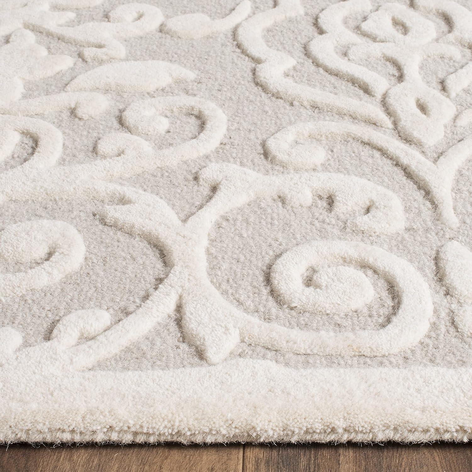 image:imageMartha Stewart x SAFAVIEH Area Rug Collection 4 x 6 Whetstone Grey Handmade Wool Marais Scroll Design Ideal for Living Room Foyer Bedroom Accent Space MSR4324AWhetstone Grey