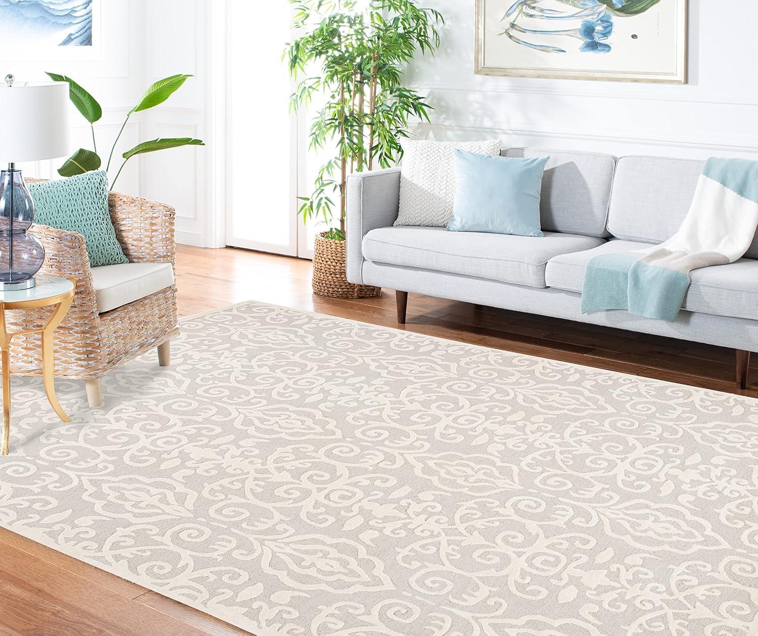 image:imageMartha Stewart x SAFAVIEH Area Rug Collection 4 x 6 Whetstone Grey Handmade Wool Marais Scroll Design Ideal for Living Room Foyer Bedroom Accent Space MSR4324AWhetstone Grey