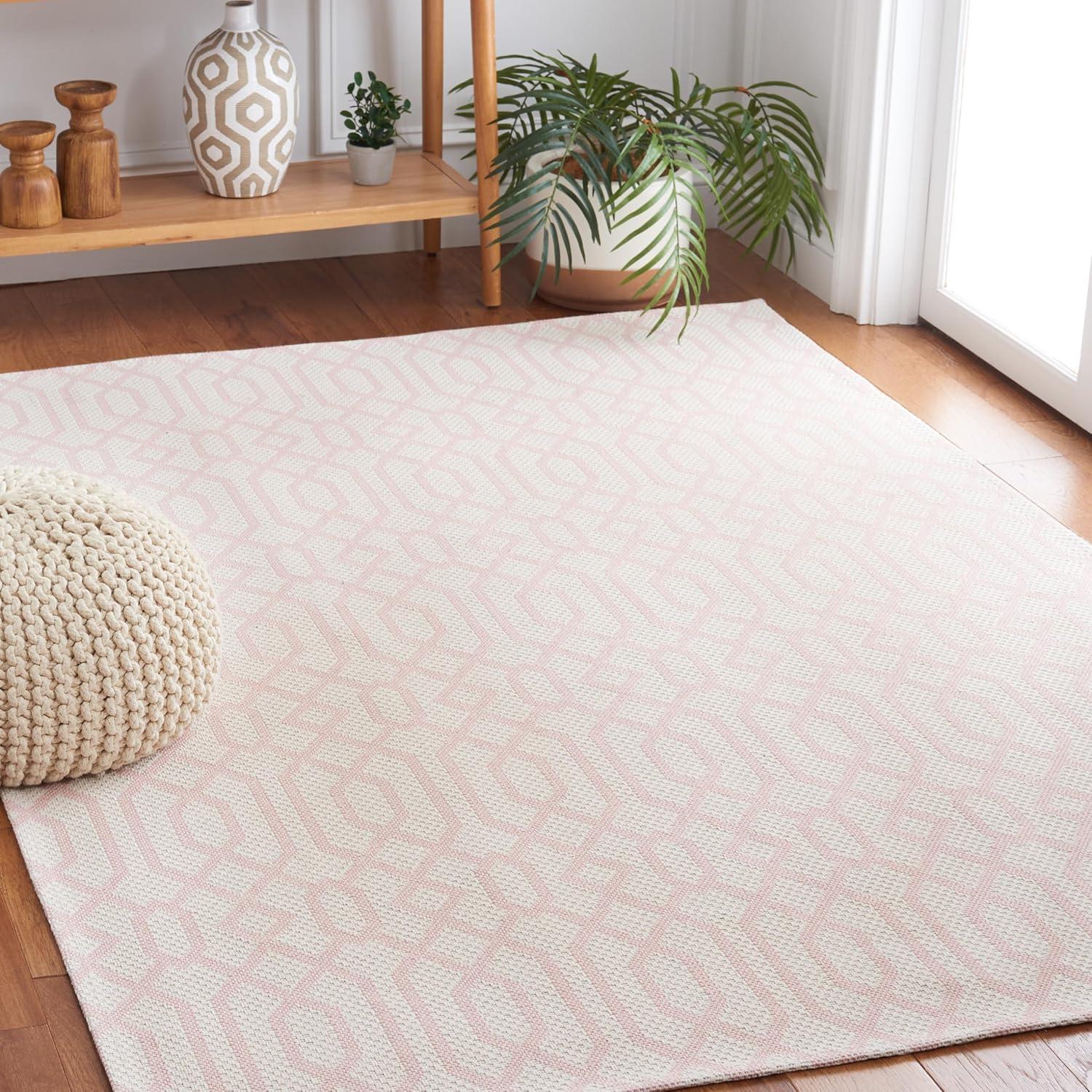 image:imageMartha Stewart x SAFAVIEH Area Rug Collection 5 x 7 Green amp Ivory Cotton Ideal for Living Room Bedroom Office Dining Space MSR421YPinkIvory