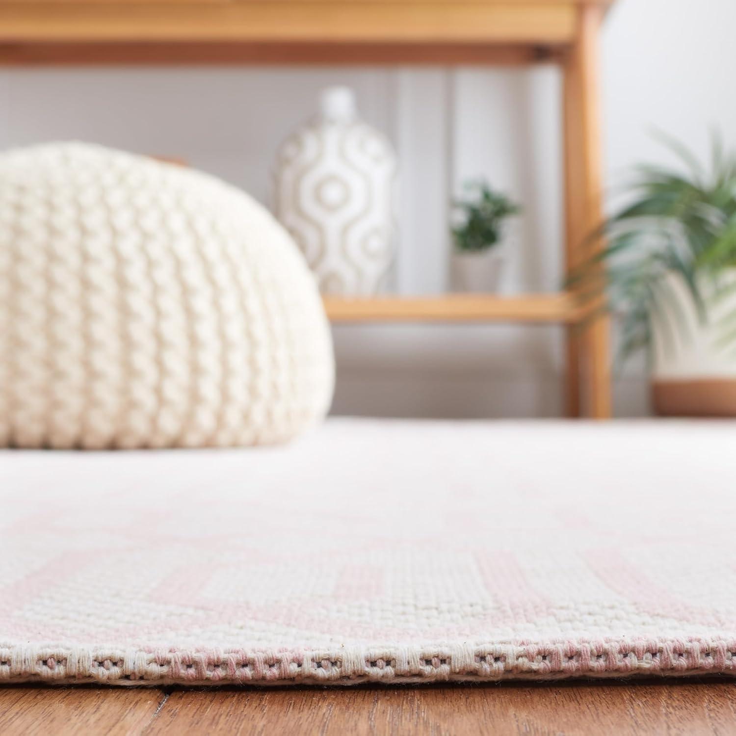 image:imageMartha Stewart x SAFAVIEH Area Rug Collection 5 x 7 Green amp Ivory Cotton Ideal for Living Room Bedroom Office Dining Space MSR421YPinkIvory