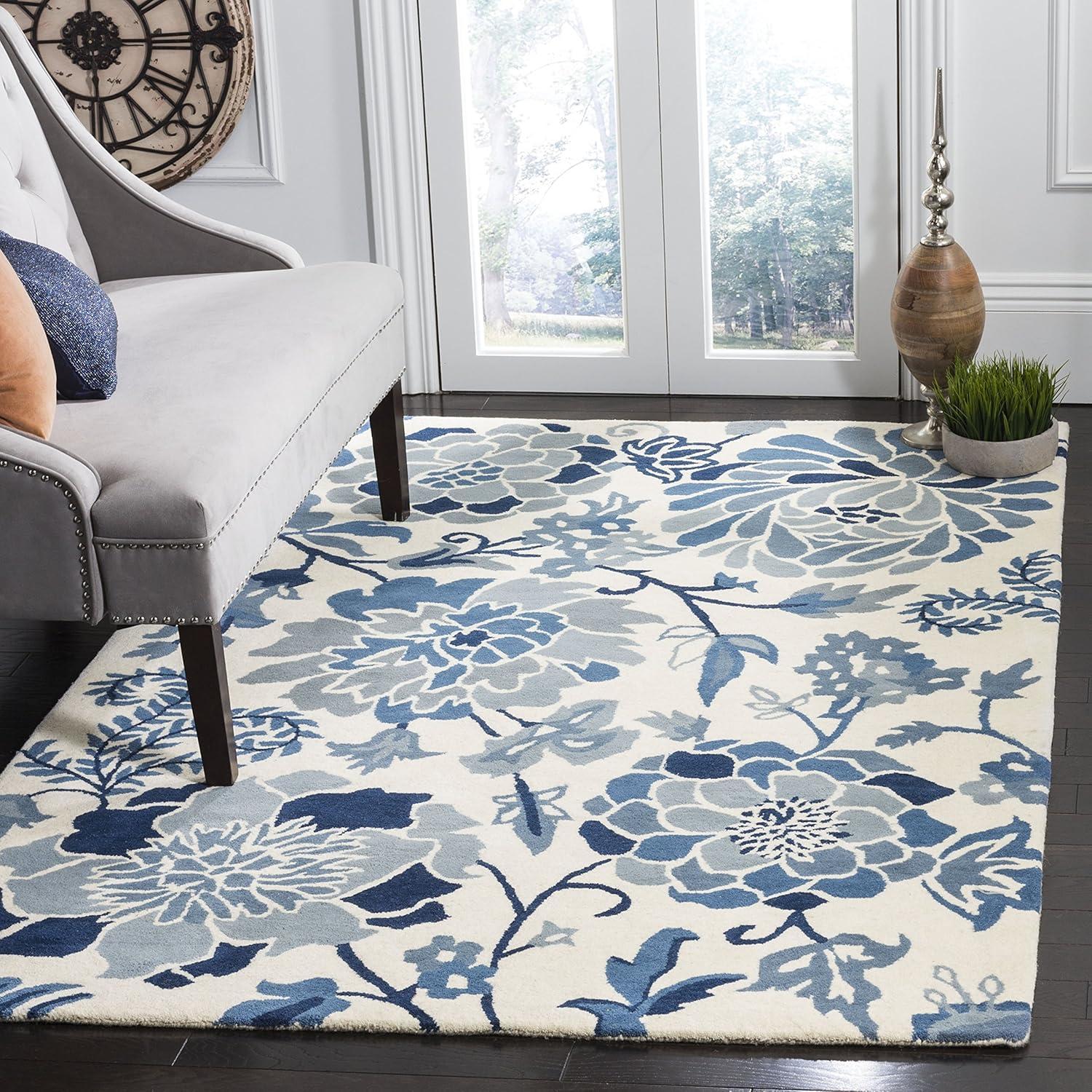 image:imageMartha Stewart x SAFAVIEH Area Rug Collection 5 x 8 Azurite Handmade Wool Ideal for Living Room Bedroom Office Dining Space MSR4732AAzurite