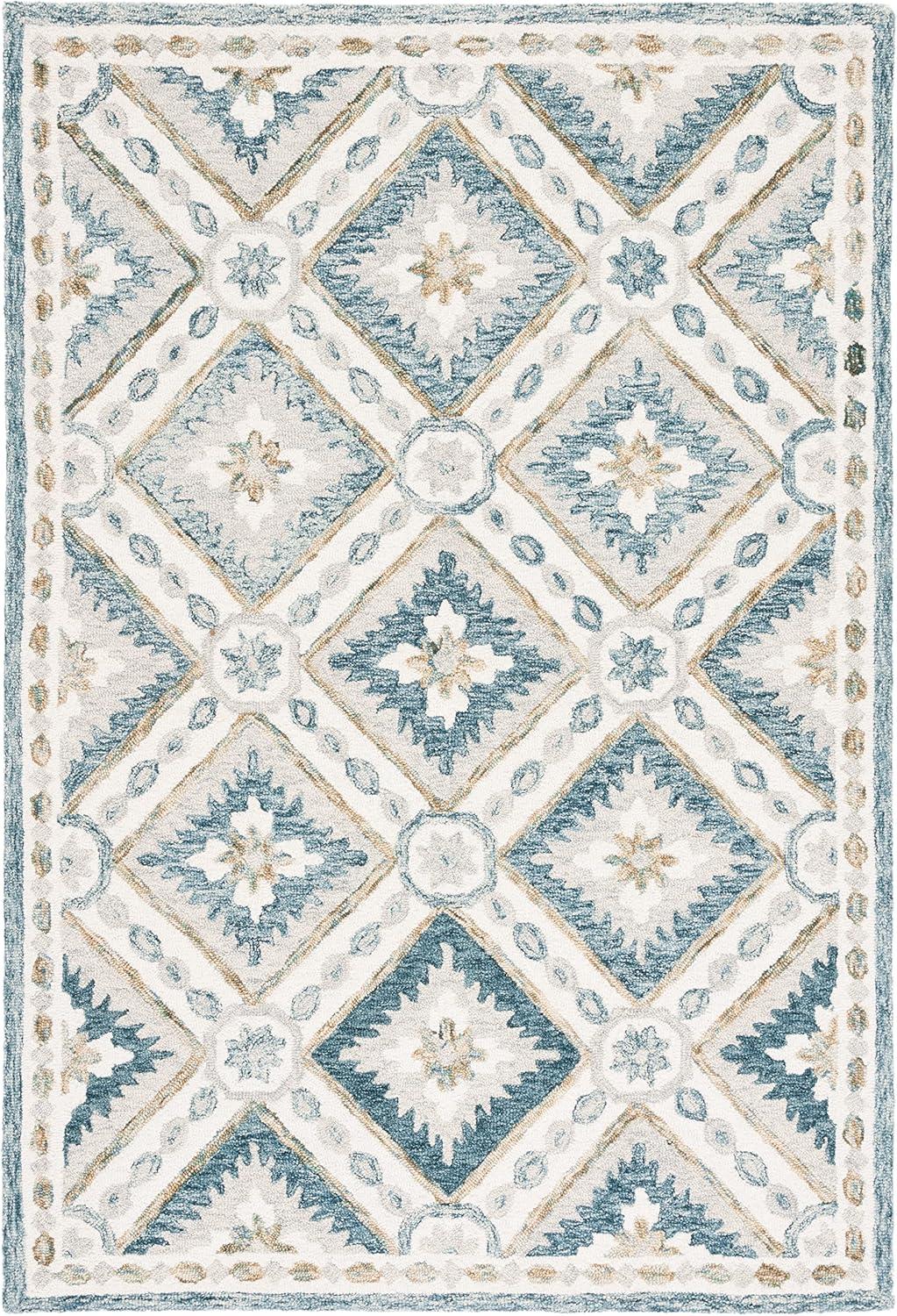 image:imageMartha Stewart x SAFAVIEH Area Rug Collection 5 x 8 Blue amp Ivory Handmade Wool Ideal for Living Room Bedroom Office Dining Space MSR4652MBlueIvory