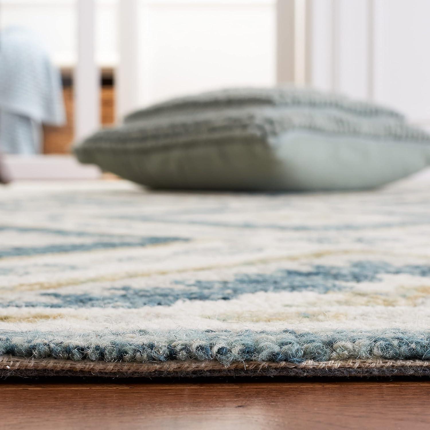 image:imageMartha Stewart x SAFAVIEH Area Rug Collection 5 x 8 Blue amp Ivory Handmade Wool Ideal for Living Room Bedroom Office Dining Space MSR4652MBlueIvory